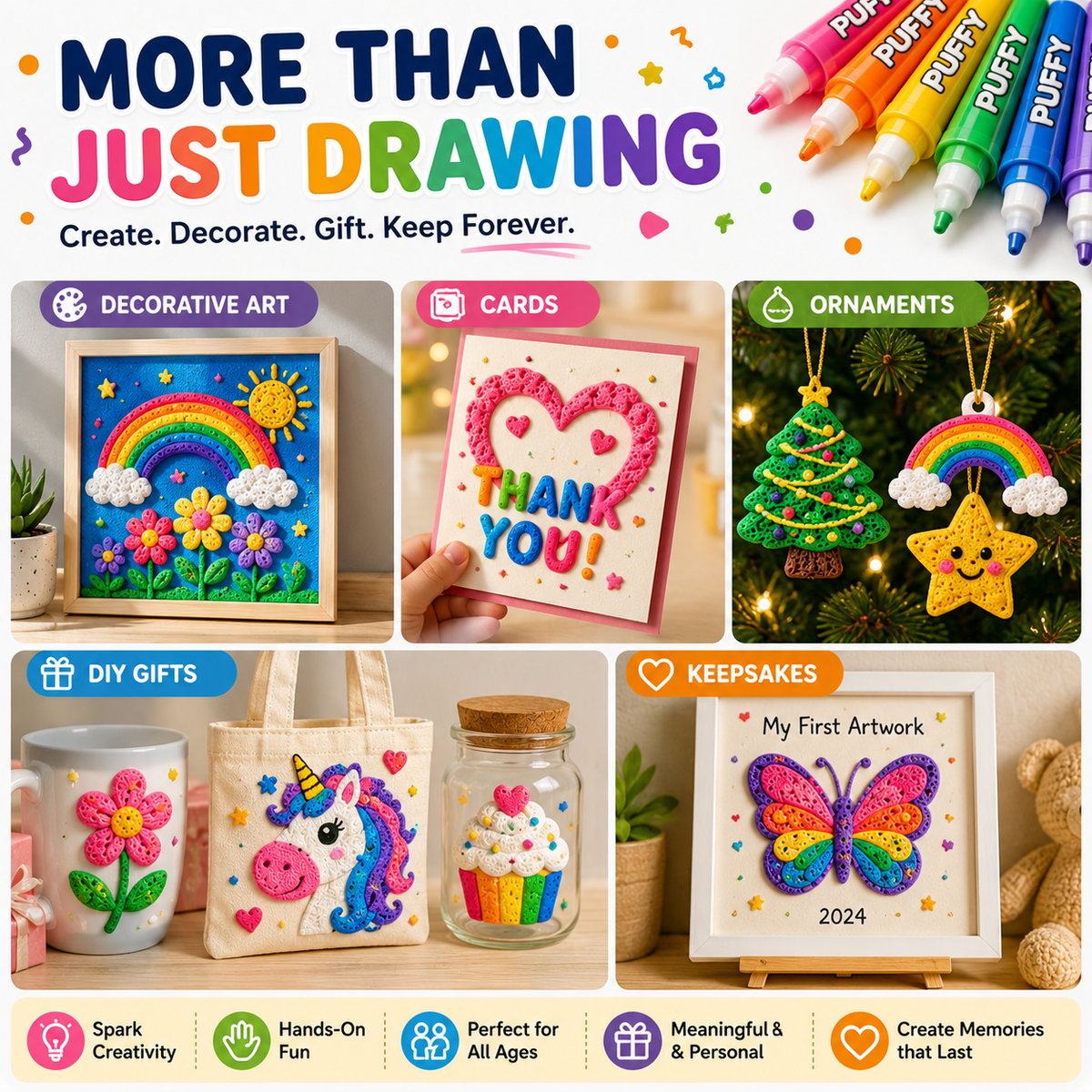 🔥 Last Chance — Buy 1 Get 1 FREE 🔥 3D Puffy Paint Pens – Turn Simple Drawings Into Raised, Touchable Art ✨