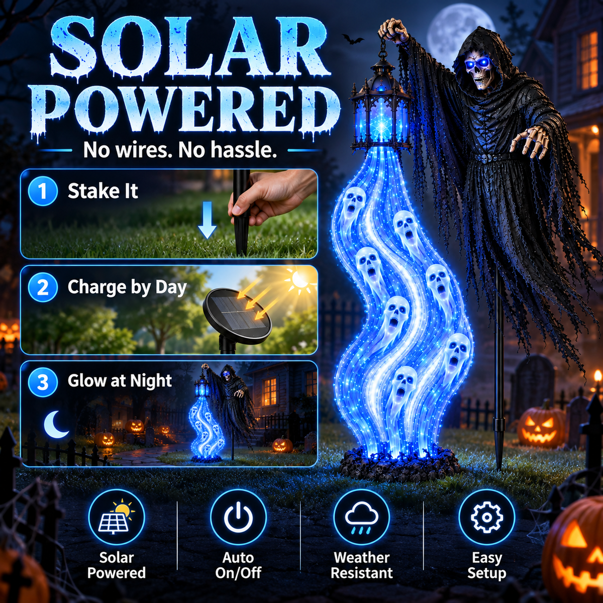 Limited Halloween Deal – Solar Reaper Soul Lantern Yard Display