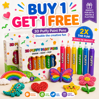 🔥 Last Chance — Buy 1 Get 1 FREE 🔥 3D Puffy Paint Pens – Turn Simple Drawings Into Raised, Touchable Art ✨