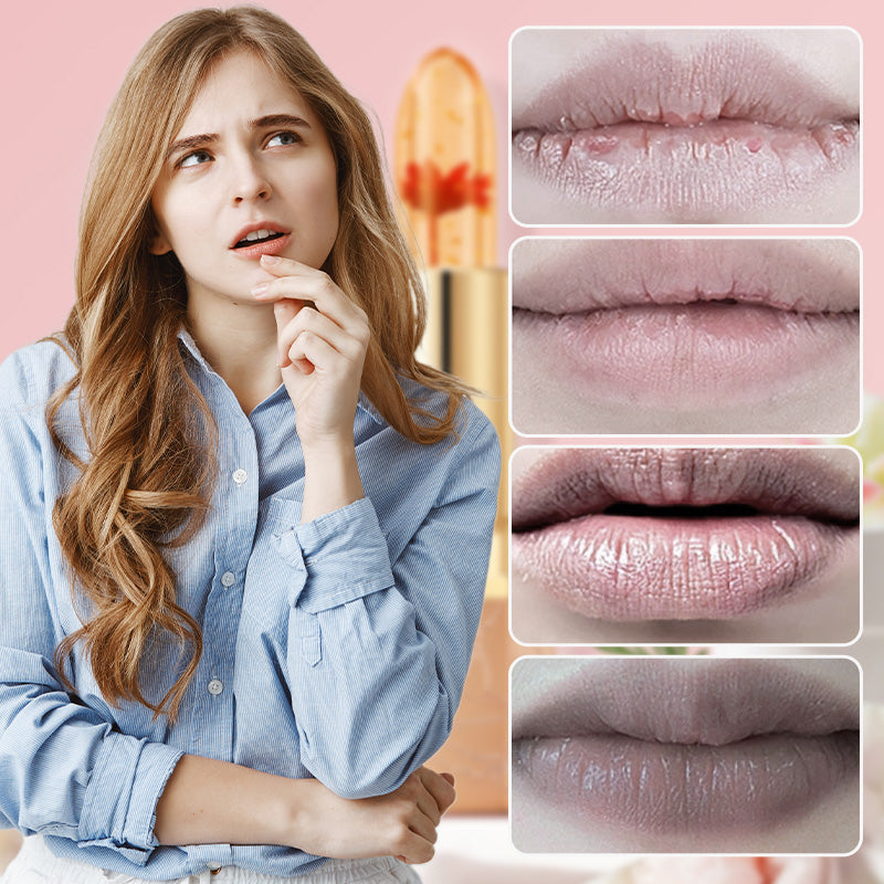 BUY 1 GET 1 FREE JUST $9.99 EACH👄Crystal Flower Temperature Color Change Jelly Lipstick